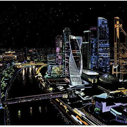 Modern Nightview Canvas Wall Art for Living Room Decor A.H.S.STORE