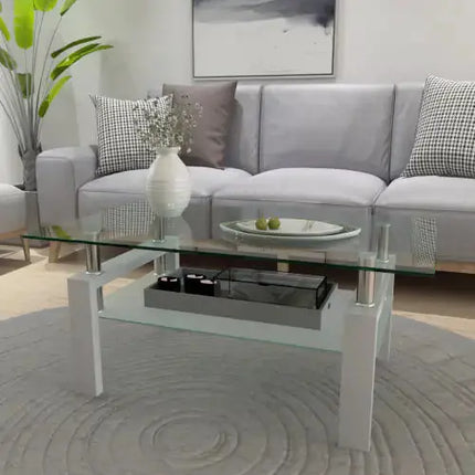 White Coffee Table, Clear Coffee Table, Modern Side Center Tables For Living Room, Living Room Furniture A.H.S.STORE