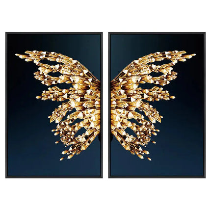 Abstract Gold Butterfly Wings Art for Living Room Decor A.H.S.STORE