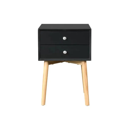 Side Table,Bedside Table With 2 Drawers And Rubber Wood Legs, Mid-Century Modern Storage Cabinet For Bedroom Living Room A.H.S.STORE