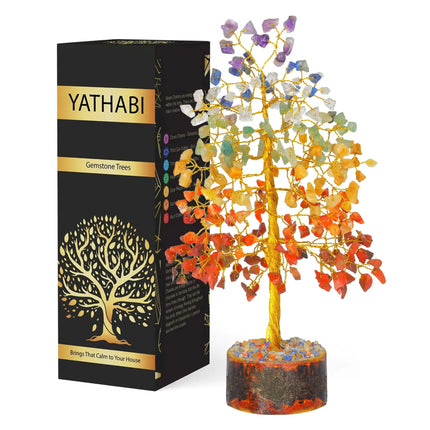 YATHABI Jade Tree Decor - Crystal Tree - Spiritual Things - Green Jade Crystals - Feng Shui Crystals and Stones - Crystal Tree of Life - Gemstones Tree - Jade Stone Bonsai Tree - Good Luck Gifts A.H.S.STORE