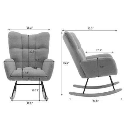 Soft Teddy Fabric Rocker with Side Pocket A.H.S.STORE