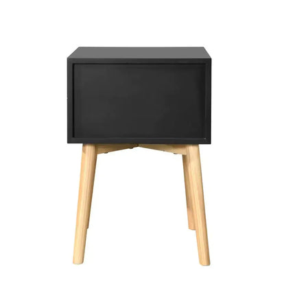 Side Table,Bedside Table With 2 Drawers And Rubber Wood Legs, Mid-Century Modern Storage Cabinet For Bedroom Living Room A.H.S.STORE