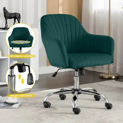 Accent Chair Modern Home Office Leisure Chair With Adjustable Velvet Height And Adjustable Casters A.H.S.STORE