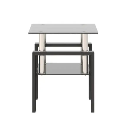 Modern Black Square Glass Table for Living Room A.H.S.STORE