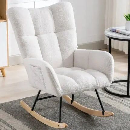 Soft Teddy Fabric Rocker with Side Pocket A.H.S.STORE
