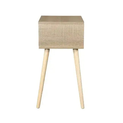 Side Table With 1 Drawer And Rubber Wood Legs, Mid-Century Modern Storage Cabinet For Bedroom Living Room Furniture A.H.S.STORE