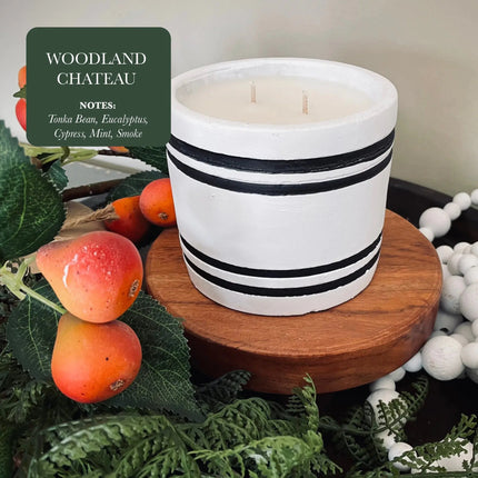 Luxury Small Striped Stone Designer Candle - Woodland Chateau A.H.S.STORE