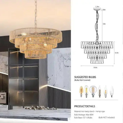Bohemian Woven Chandelier -Unavailable Platform- Temu A.H.S.STORE