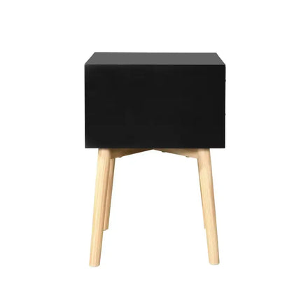 Side Table,Bedside Table With 2 Drawers And Rubber Wood Legs, Mid-Century Modern Storage Cabinet For Bedroom Living Room A.H.S.STORE