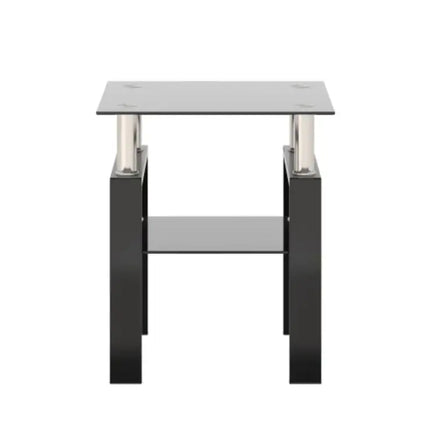 Modern Black Square Glass Table for Living Room A.H.S.STORE