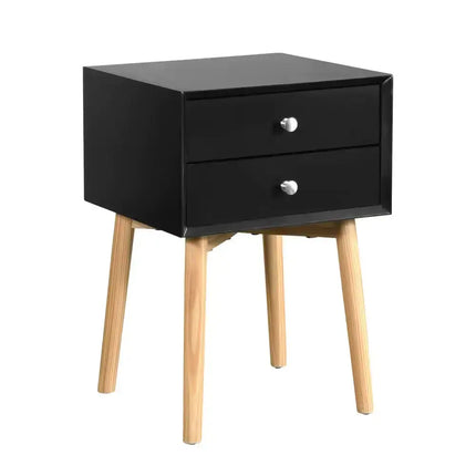 Side Table,Bedside Table With 2 Drawers And Rubber Wood Legs, Mid-Century Modern Storage Cabinet For Bedroom Living Room A.H.S.STORE