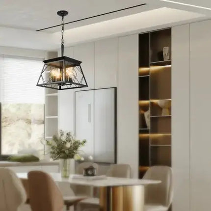 4 Lights Farmhouse Chandelier For Dining Room Black - No Bulbs Unavailable Platform- Temu A.H.S.STORE