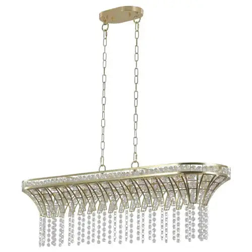 Modern Champagne Gold Kitchen Island Lamp - Oval Crystal Ceiling Chandelier Unavailable Platform- Temu A.H.S.STORE