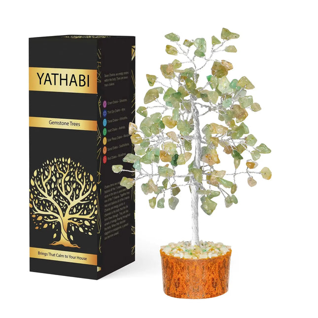 YATHABI Jade Tree Decor - Crystal Tree - Spiritual Things - Green Jade Crystals - Feng Shui Crystals and Stones - Crystal Tree of Life - Gemstones Tree - Jade Stone Bonsai Tree - Good Luck Gifts A.H.S.STORE