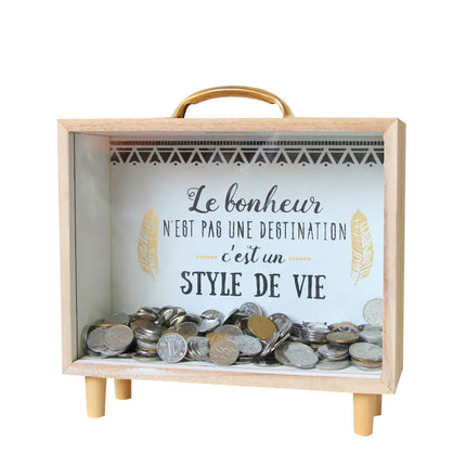 Nordic Creative Wooden Piggy Bank for Desktop Decor A.H.S.TechGadgetsSTORE