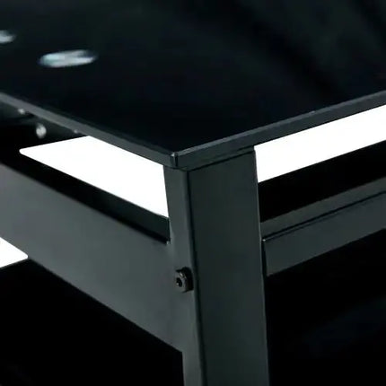 Glass Lift Top Coffee Table, Modern Simple 2-Layer Tempered Glass Coffee Table For Living Room, Black A.H.S.STORE