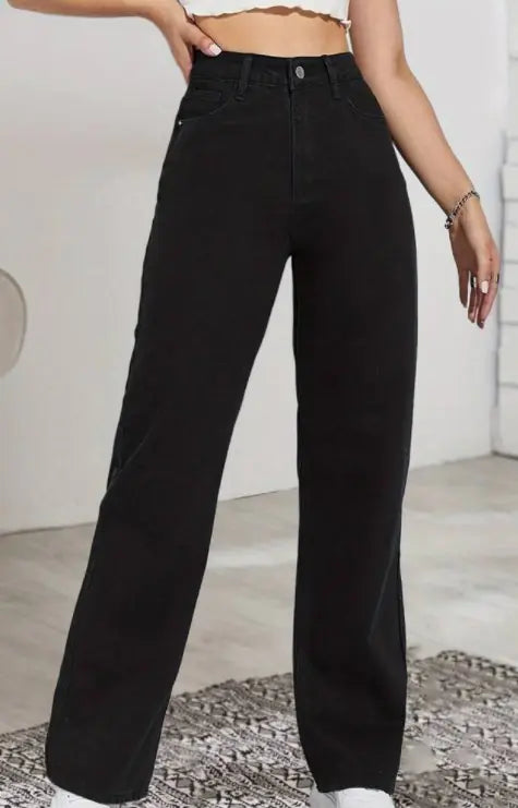High Rise Loose Fit Black Boyfriend Jeans for Women A.H.S.TechGadgetsSTORE