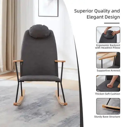 Modern Rocking Chair Comfortable Side Chair For Nursery, Bedroom, Living Room A.H.S.STORE