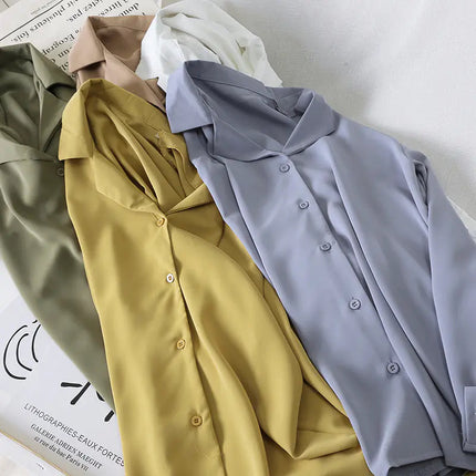 Chic Loose-Fit Chiffon Long Sleeve Shirt for Women A.H.S.TechGadgetsSTORE