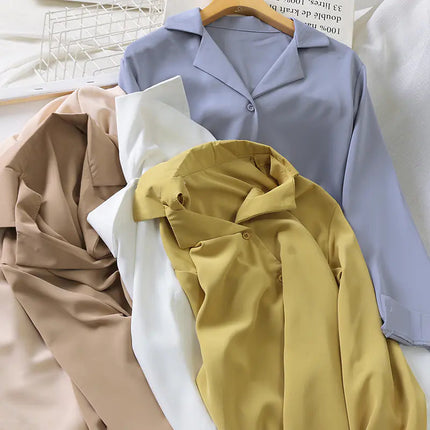 Chic Loose-Fit Chiffon Long Sleeve Shirt for Women A.H.S.TechGadgetsSTORE