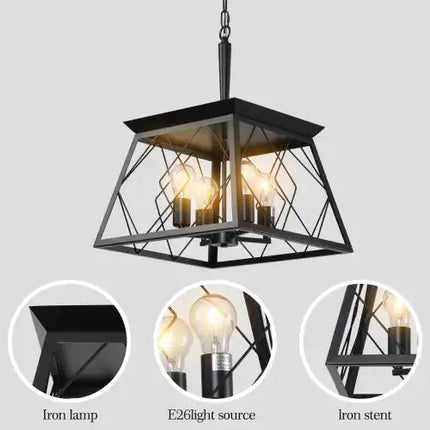 4 Lights Farmhouse Chandelier For Dining Room Black - No Bulbs Unavailable Platform- Temu A.H.S.STORE