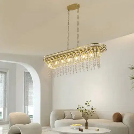 Modern Champagne Gold Kitchen Island Lamp - Oval Crystal Ceiling Chandelier Unavailable Platform- Temu A.H.S.STORE