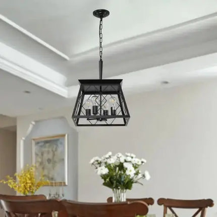 4 Lights Farmhouse Chandelier For Dining Room Black - No Bulbs Unavailable Platform- Temu A.H.S.STORE