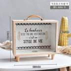 Portable wooden piggy bank feather