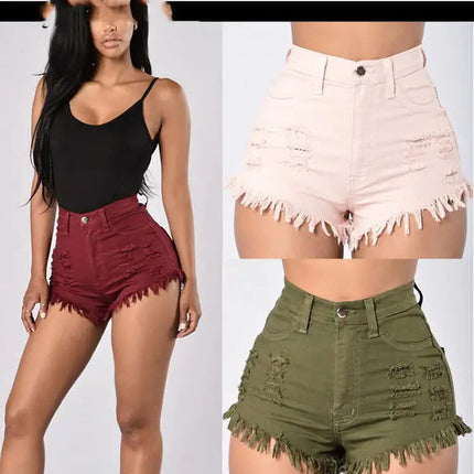 Women's Stretchy Frayed Denim Hot Pants Shorts A.H.S.TechGadgetsSTORE