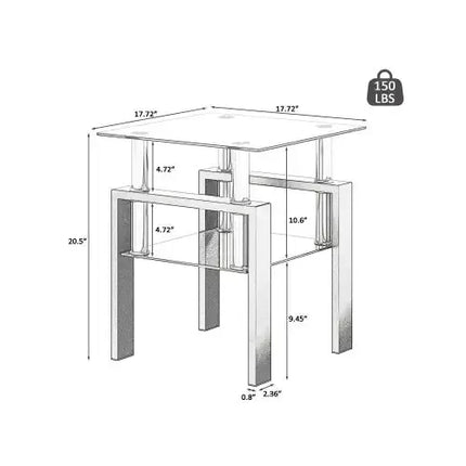 Modern Black Square Glass Table for Living Room A.H.S.STORE