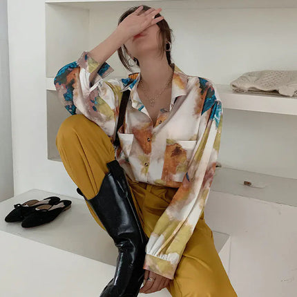 Autumn Korean Loose-Fit Long Sleeve Shirt for Women A.H.S.TechGadgetsSTORE