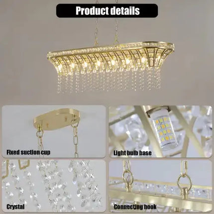 Modern Champagne Gold Kitchen Island Lamp - Oval Crystal Ceiling Chandelier Unavailable Platform- Temu A.H.S.STORE