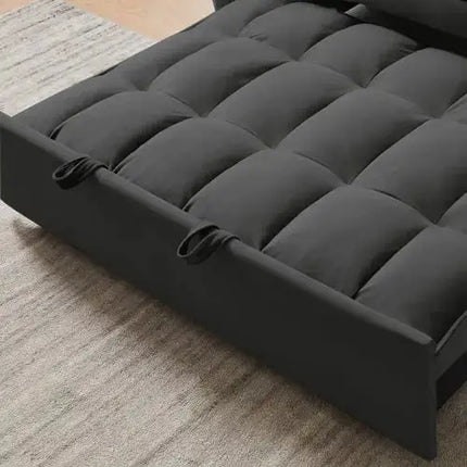 Modern Velvet Loveseat Futon Sofa Couch W  Pullout Bed,Small Love Seat Lounge Sofa W Reclining Backrest,Toss Pillows, Pockets,Furniture For Living Room,3 In 1 Convertible Sleeper Sofa Bed, Black A.H.S.STORE