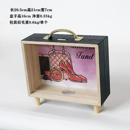 Nordic Creative Wooden Piggy Bank for Desktop Decor A.H.S.TechGadgetsSTORE