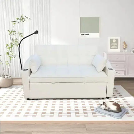 Modern Velvet Double Sofa Bed With Pull-out Bed 3-in-1 Convertible Sofa Bed A.H.S.STORE