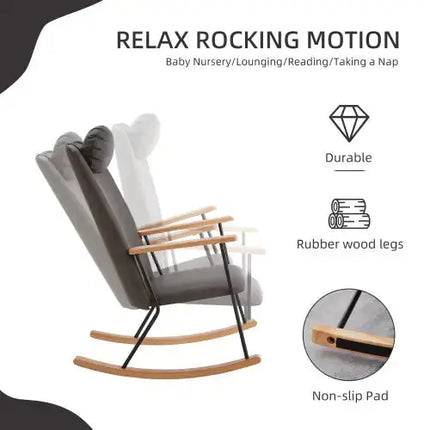 Modern Rocking Chair Comfortable Side Chair For Nursery, Bedroom, Living Room A.H.S.STORE