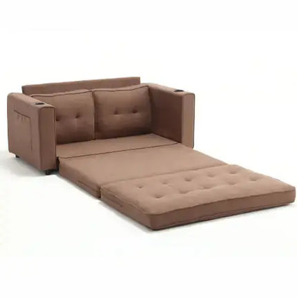 VIDEO Provided 3-in-1 Upholstered Futon Sofa Convertible Floor Sofa Bed,Foldable Tufted Loveseat With Pull Out Sleeper Couch Bed A.H.S.STORE