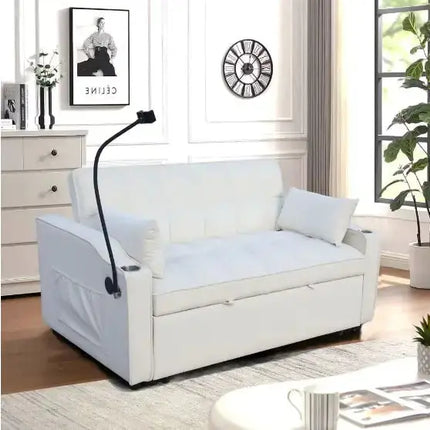 Modern Velvet Double Sofa Bed With Pull-out Bed 3-in-1 Convertible Sofa Bed A.H.S.STORE