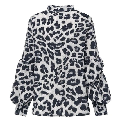 Loose Fit Leopard Print Long Sleeve Shirt for Women A.H.S.TechGadgetsSTORE