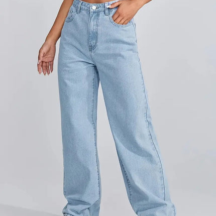 High Rise Butterfly Print Denim Jeans - Loose Fit A.H.S.TechGadgetsSTORE