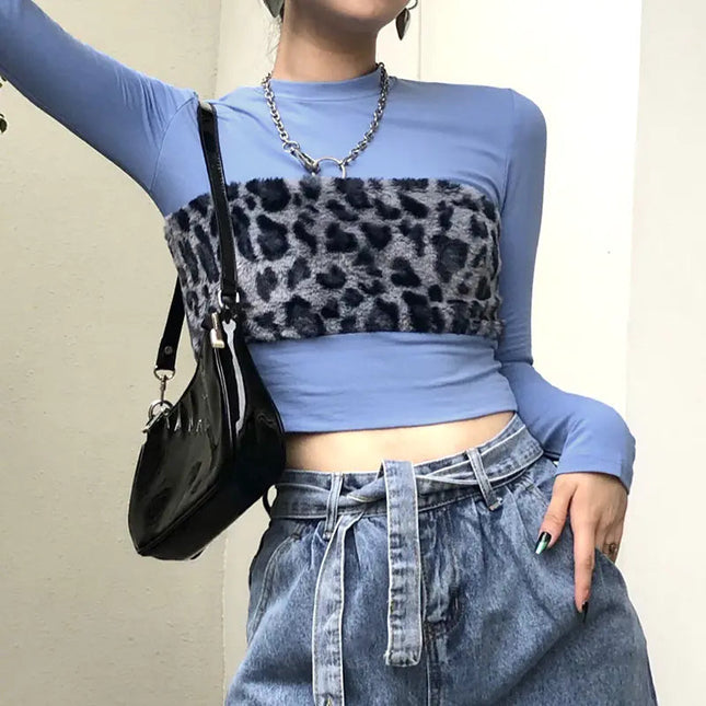 Leopard Print Long Sleeve Slim Fit T-shirt for Women A.H.S.TechGadgetsSTORE