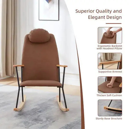 Modern Rocking Chair Comfortable Side Chair For Nursery, Bedroom, Living Room A.H.S.STORE