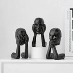 Geometric cutting don't listen, don't say, don't look at statue suit-Black / View details