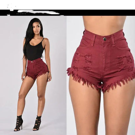 Women's Stretchy Frayed Denim Hot Pants Shorts A.H.S.TechGadgetsSTORE