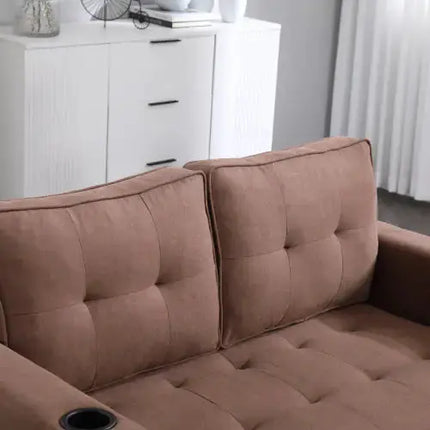 VIDEO Provided 3-in-1 Upholstered Futon Sofa Convertible Floor Sofa Bed,Foldable Tufted Loveseat With Pull Out Sleeper Couch Bed A.H.S.STORE