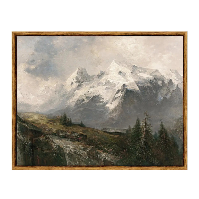 VIYYIEA Vintage Nature Wall Art The Alpine Pastures Paintings Art Decor Room Aesthetic Framed Canvas Print Artwork Mountain Landscape Wall Picture for Bedroom Bathroom Office 11x14 Inch A.H.S.STORE