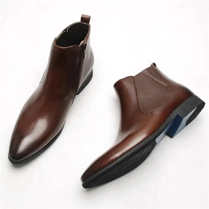 Men's Brown Cowhide Business Shoes A.H.S.TechGadgetsSTORE
