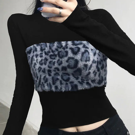 Leopard Print Long Sleeve Slim Fit T-shirt for Women A.H.S.TechGadgetsSTORE