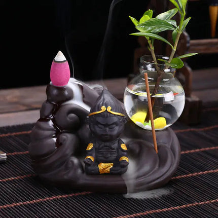 Ceramic Incense Burner with Creative Sun Wukong Design A.H.S.TechGadgetsSTORE